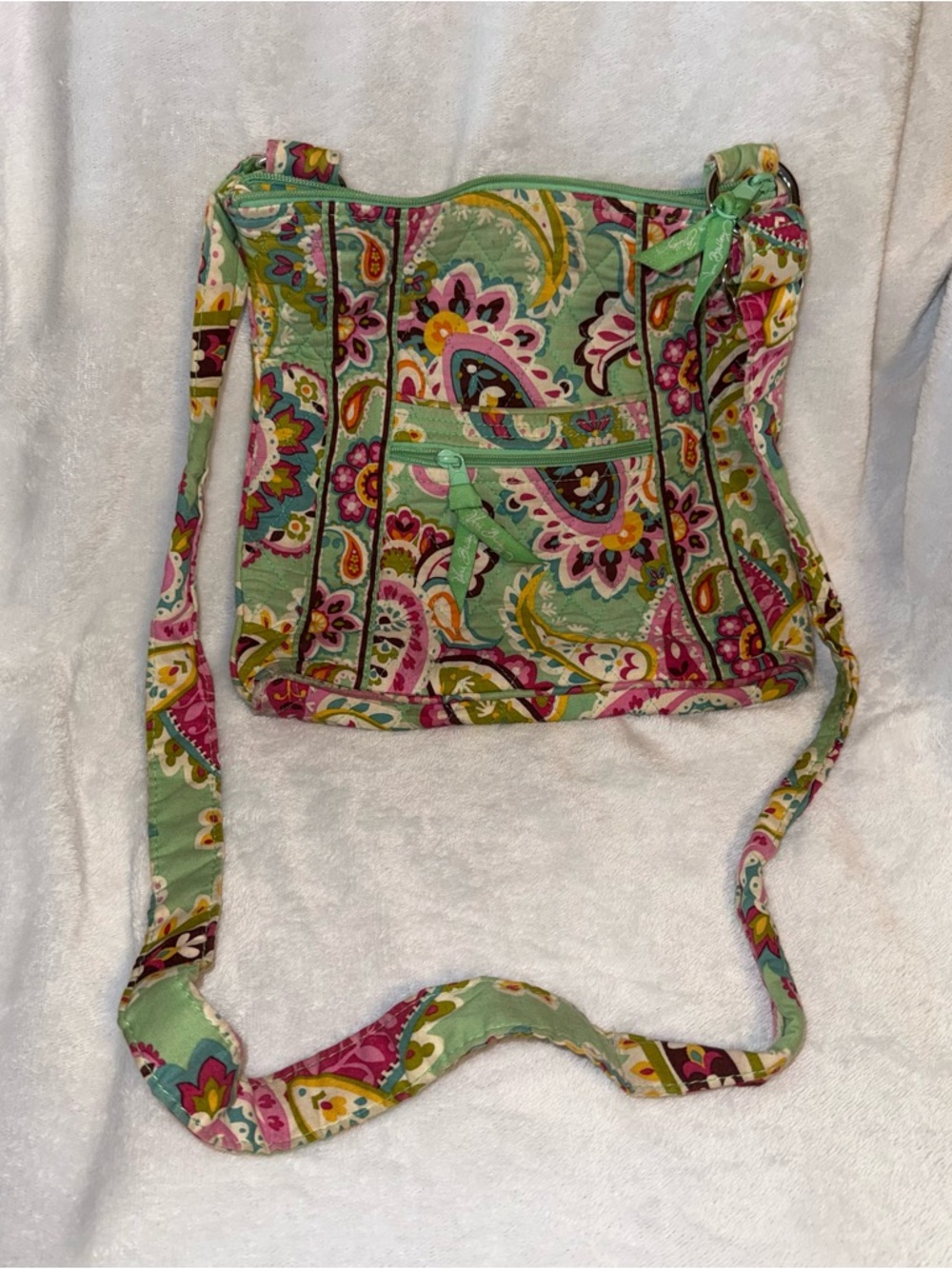 Vera Bradley Mint Green & Pink Paisley Crossbody Bag